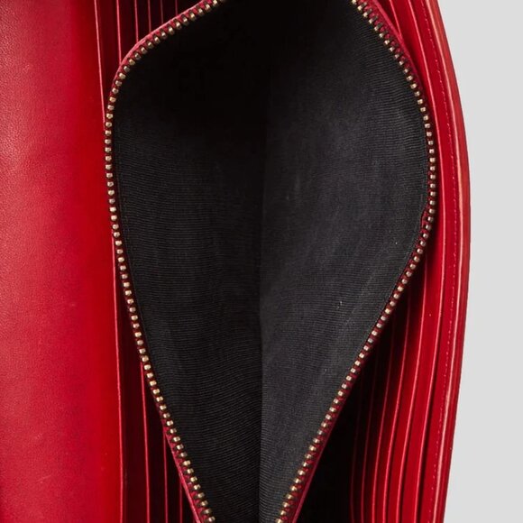 Yves Saint Laurent Red Leather Monogram Wallet on Chain Bag - Picture 10 of 12